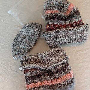 Cozy Multicolor Knit Kids Hat and Scarf Set